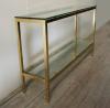 A Chic 1970's Brass and Glass Console Table