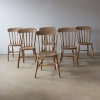A Set Of Six, English, Provincial, Elm, Dining Chairs 