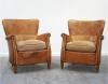 French 1940's Leather Club Chairs