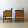 Pair Of Brutalist Style Oak Armchairs