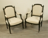 Pair Of Louis 16 Style Ebonised Fauteuils