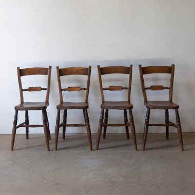 Set Of Four, 19th Century, Elm, English Chairs 