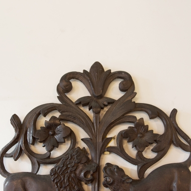 Aesthetic Movement Carved Heraldic Shelf