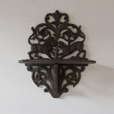 Aesthetic Movement Carved Heraldic Shelf