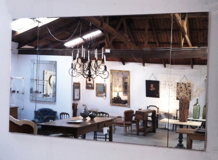 Enormous French Sectionned Bistro Mirror 