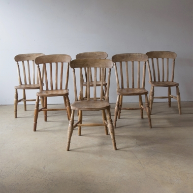 A Set Of Six, English, Provincial, Elm, Dining Chairs 