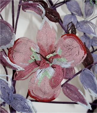 French 19th Century Floral Beaded Wreath