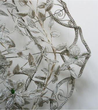 French 19th Century Beadwork Floral Wreath