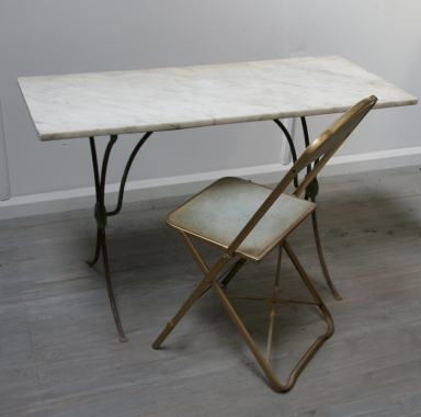 French Iron And Marble Café Table