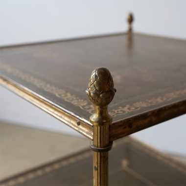 A Pair Of French Brass And Leather Side Tables 