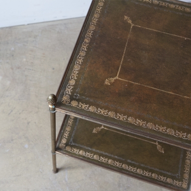 A Pair Of French Brass And Leather Side Tables 
