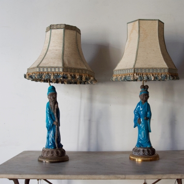 Pair Of French, Mid Century, Chinoiserie Lamps