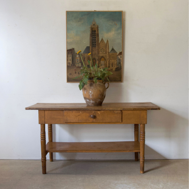 French, Rustic, Faux Grained, Side Table 