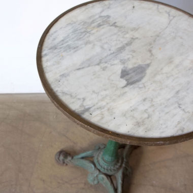 French, Wrought Iron And Marble Bistro Table