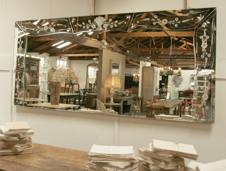 Large And Long Venetian Glass Mirror