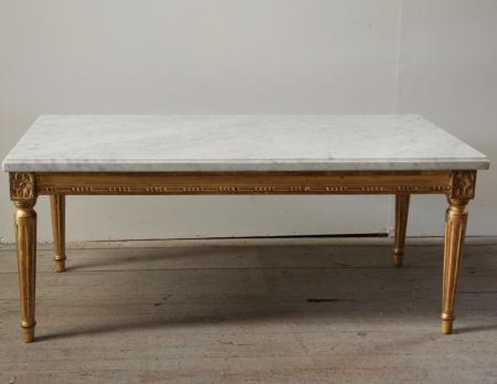 Louis 16 Style Gilt and Marble Coffee Table