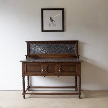 English Edwardian Sideboard With Marble Top