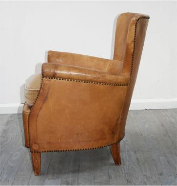 French 1940's Leather Club Chairs
