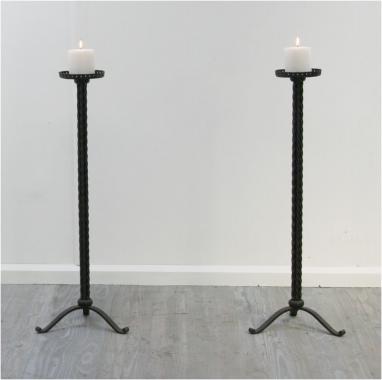 Pair of French Iron Candlesticks 