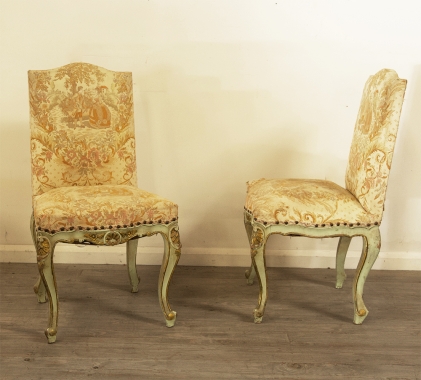 Pair Of 19th Century Italian Louis 15 Style Painted Chairs