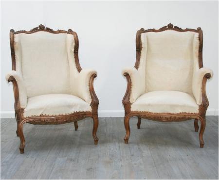 Pair of Louis 15th Style Bergères