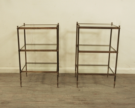 A Pair Of 1940's Brass Tiered Tables