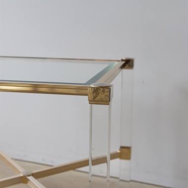 Pierre Vandel Lucite And Brass Side Table
