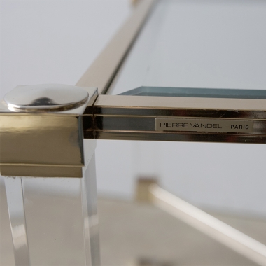 Pierre Vandel Lucite And Brass Side Table