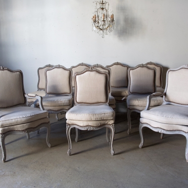 A Set Of 10, French, Louis 15 Style Dining Chairs