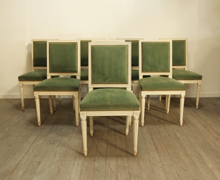 Set Of 8 French Louis 16 Style Dining Chairs