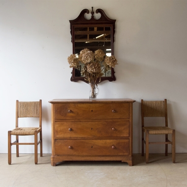 19th Century, Golden Walnut Chest Of Drawers 
