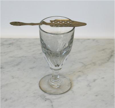 19th Century Absinthe Glass and Spoon