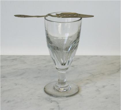 19th Century Absinthe Glass and Spoon