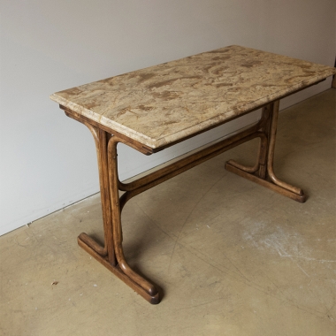 French Bentwood Bistro Table With Marble Top