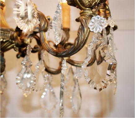French Brass and Crystal Chandelier