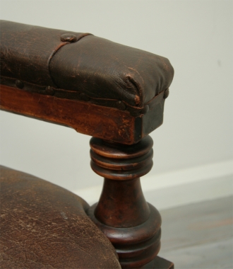 Renaissance Revival Leather Armchair