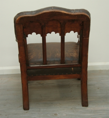 Renaissance Revival Leather Armchair