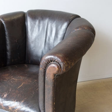 French Early 20th Century Leather Armchair