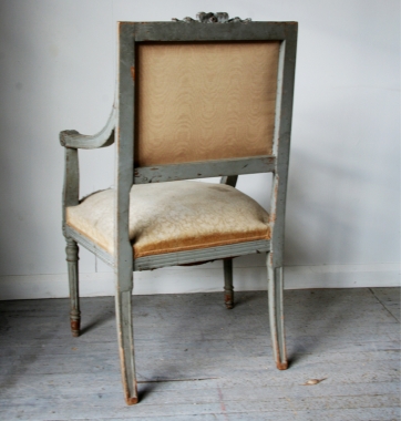 French Louis 16 Style Painted Fauteuil 