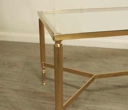 20 th Century Neoclassical Brass and Glass Coffee Table