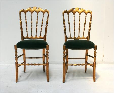 Pair of Napoleon III Gilt Side chairs