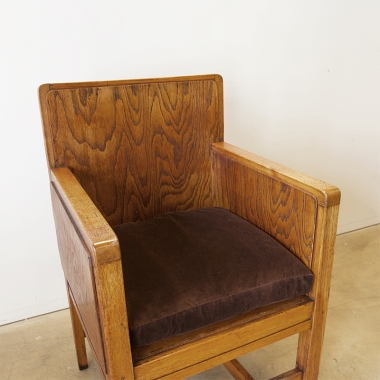 Pair Of Brutalist Style Oak Armchairs