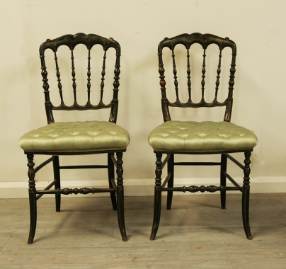 Pair Of Napoleon III Ebonised side chairs