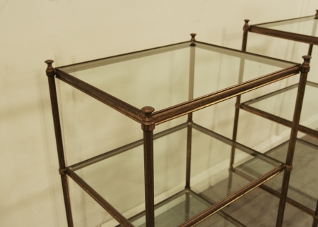 A Pair Of 1940's Brass Tiered Tables