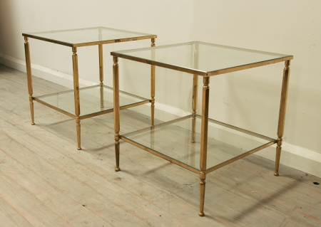 Pair Of Vintage Brass Side Tables