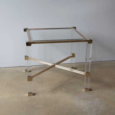 Pierre Vandel Lucite And Brass Side Table