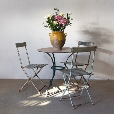 A Large, French, Metal Café Table 