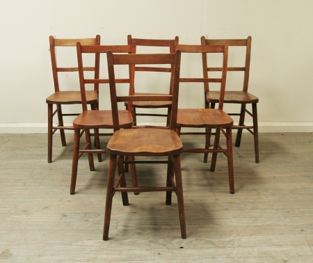 Set Of 6 Elm Folk Dining Chairs