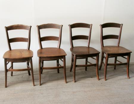 Set of Four French Rustic Chairs