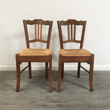 A Set Of Six French Rustic Dining Chairs 